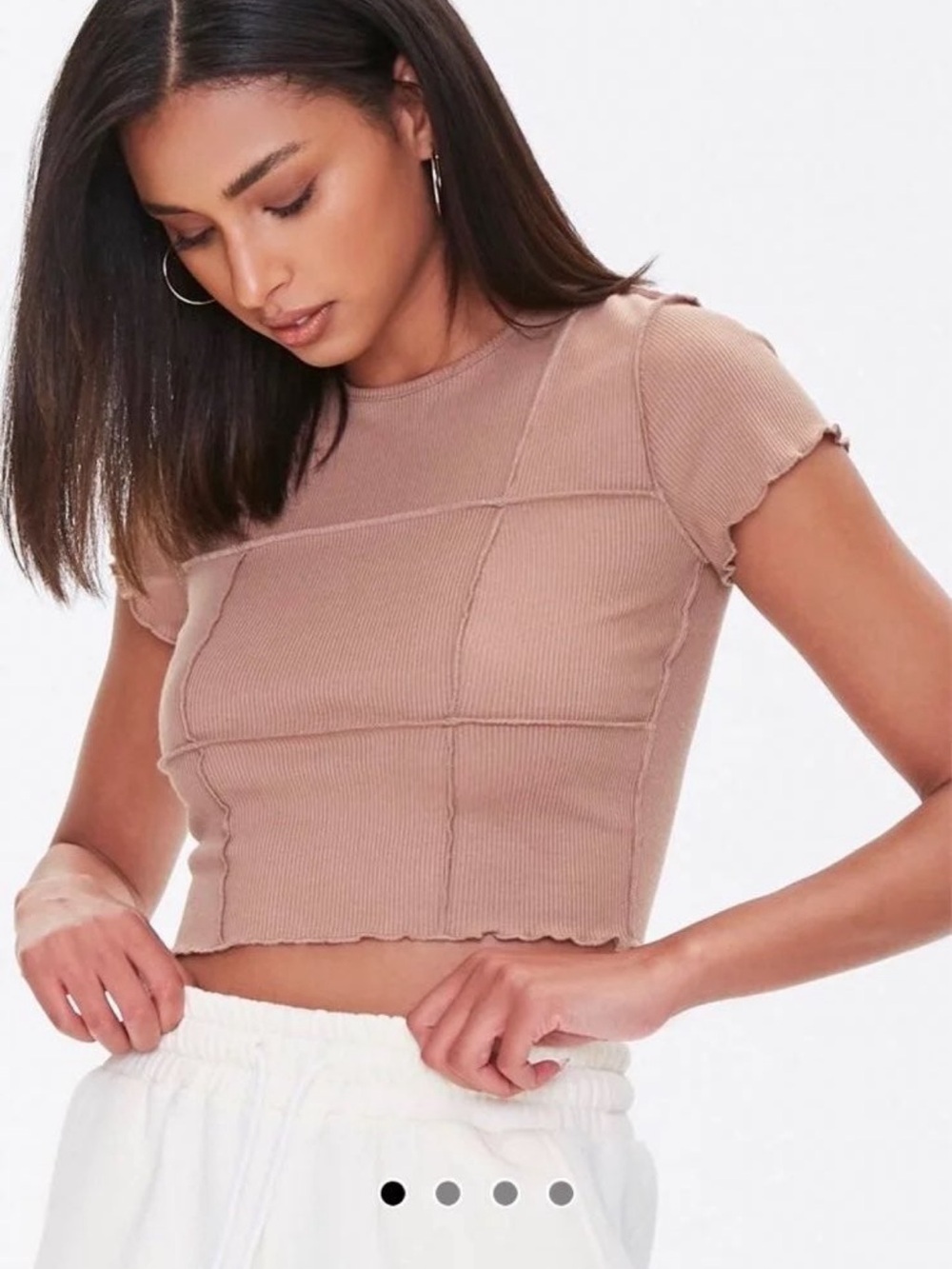 Forever 21 Ribbed Seam-Panel Crop Tee